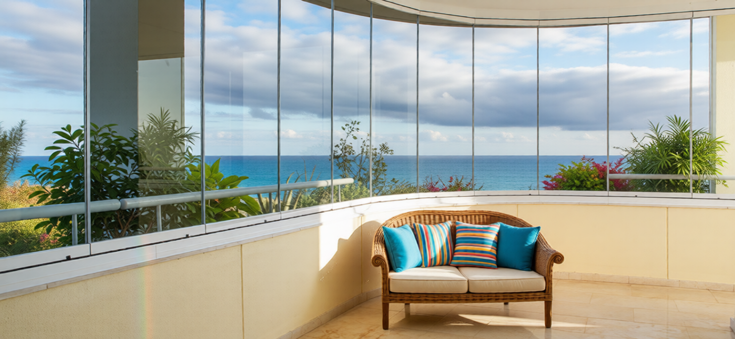 Вид остекления балкона из апартаментов с шикарным видом